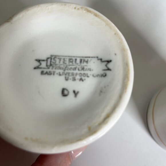 Vintage Sterling Restaurant Ware Creamer Syrup Stripes E Liverpool USA Vitrified - Picture 6 of 9